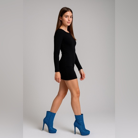 337- Jessica Simpson Odeda2 Blue Hour Micro Flash Ankle Boots Size 8.5M NWT - Picture 1 of 13